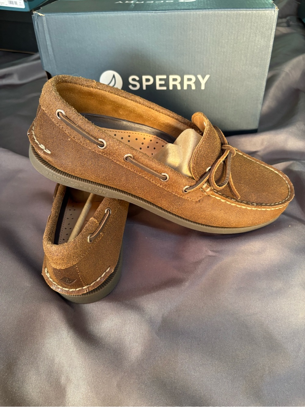 Sperry Men’s Tan Suede Moc Toe Boat Shoes